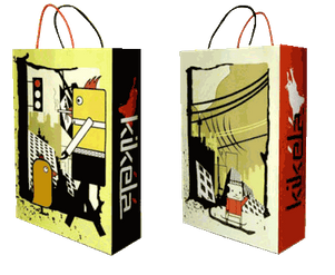 Sac-kraft-à-poignées-torsadées-colorées-et-une-impression-quadrichromique-représentant-une-création-graphique-originale-Paris